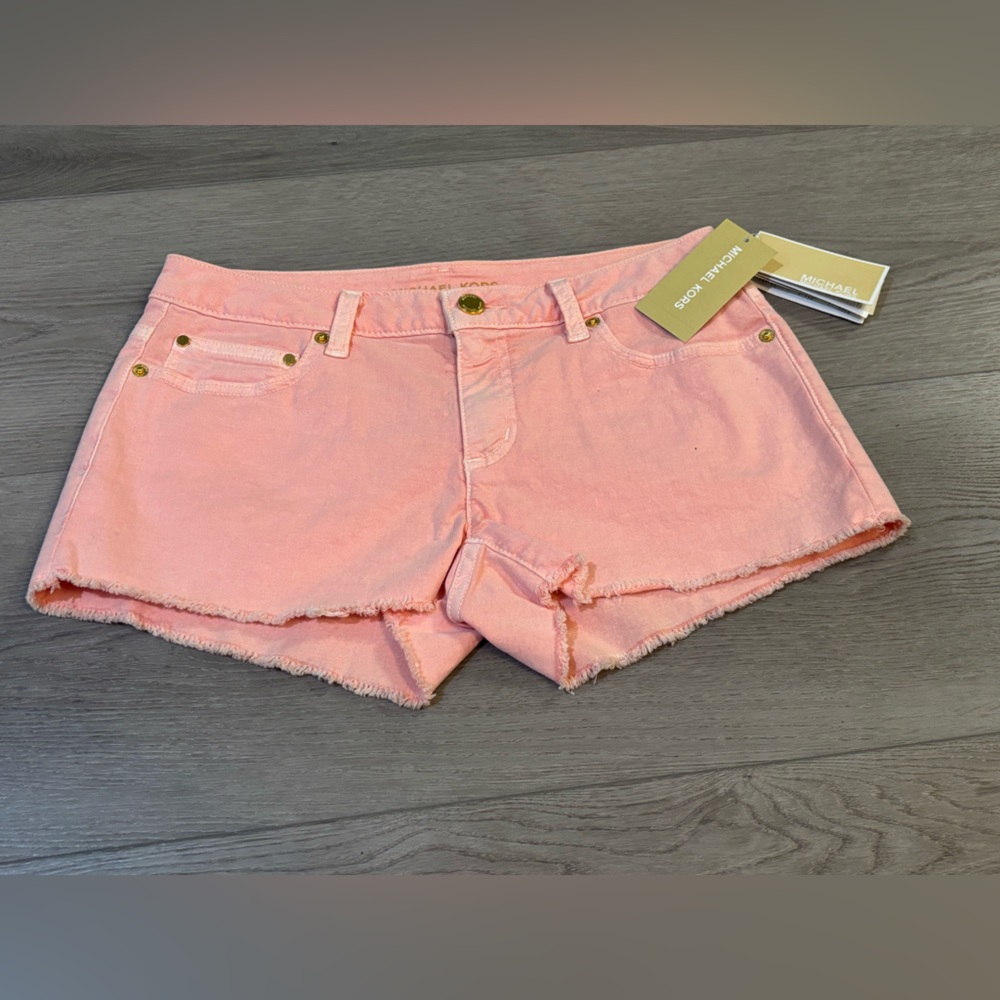 Michael Kors Light Pink Frayed Jean Shorts - Size 0 - New With Tags - Picture 1 of 16